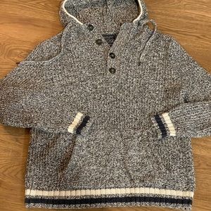 American Eagle women’s hooded sweater navy cream nautical cotton Medium